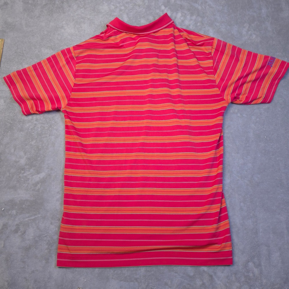 Nike Golf Polo Shirt Men' XL Red Orange Striped The Players Championship Fit Dry - Picture 2 of 14